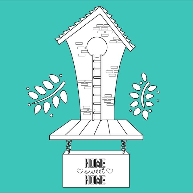 A simple, hand-drawn sketch of a rectangular playhouse design with dimensions labeled, showing the use of recycled wooden pallets as the main structural components. The sketch includes details like a small door, windows, and a pitched roof.