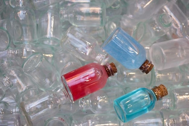 A close-up shot of various recycled materials neatly stacked and organized, including cleaned plastic bottles in different colors, sanded wooden pallets, and a pile of flattened cardboard boxes. The scene emphasizes the importance of preparing recycled materials before construction.
