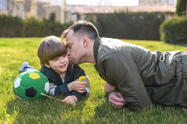 A single father smiles as he watches his son play soccer, while a financial document is out of focus in the foreground.