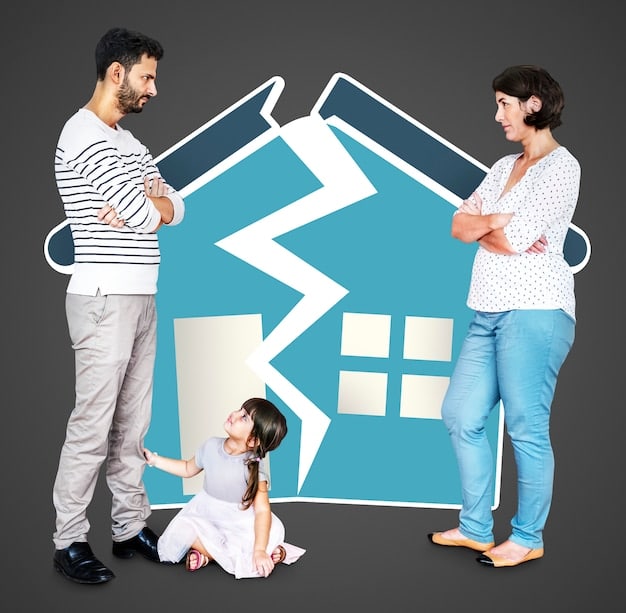 A split image showing two parents in separate homes, each comforting their child. One parent is reading a book, the other is having a conversation. The image represents the dual roles and responsibilities in co-parenting.