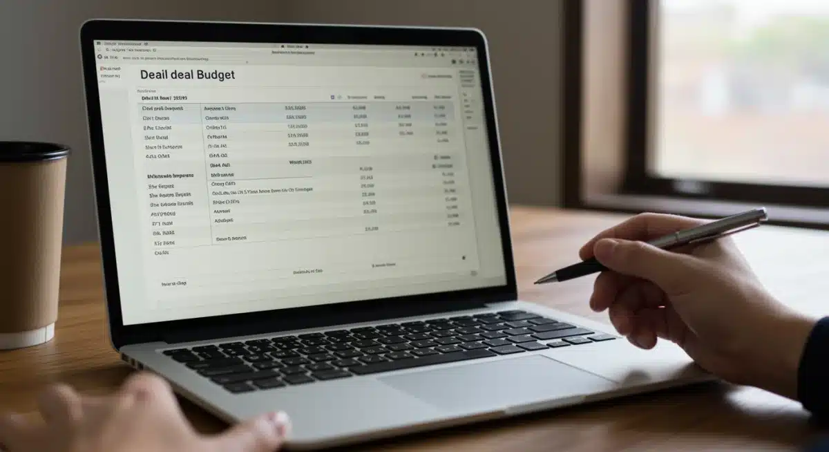 Budget spreadsheet on laptop for single parent financial planning