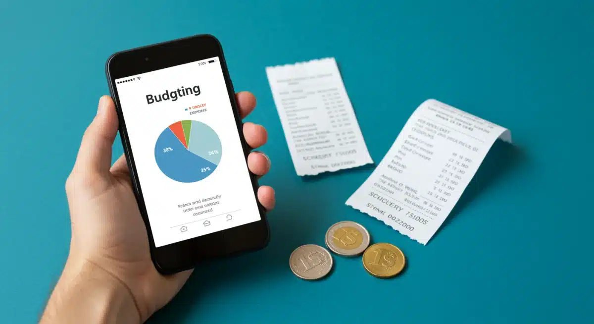 Budgeting app displaying grocery expenses with receipts