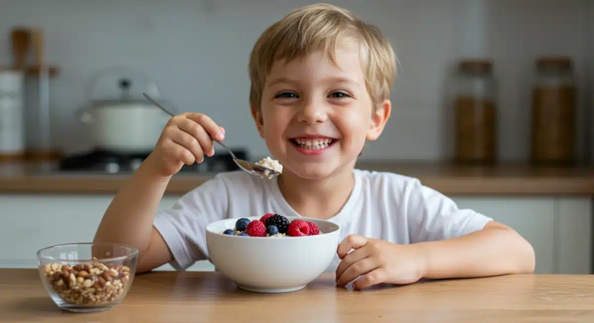 Child enjoying a healthy brain-boosting breakfast