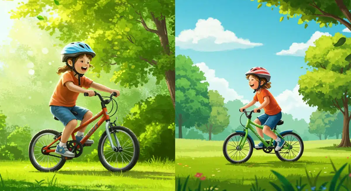 Child riding bicycle outdoors, highlighting the importance of physical activity