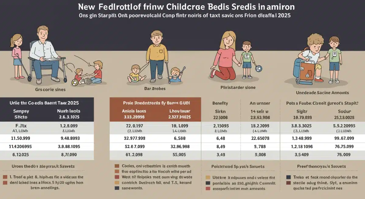 Infographic detailing 2025 federal childcare tax credit benefit tiers.