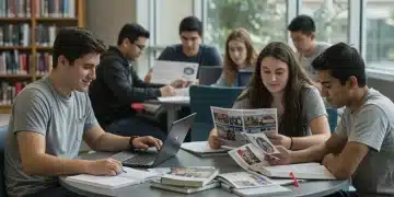 High school students preparing for college applications and studies.
