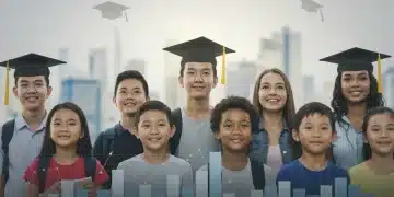 Students of various ages looking forward, symbolizing educational future and financial planning with 529 plans.