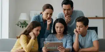 2025 Forecast: Experts Predict Changes to Family Healthcare Costs Family reviewing 2025 healthcare cost projections on a tablet