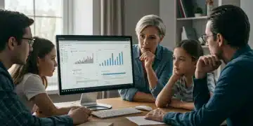 Family reviewing Social Security survivor benefits information on a laptop for 2025 updates.