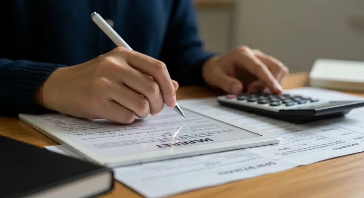 Student completing financial aid forms for college.