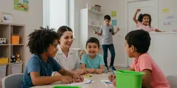 Children and foster parent in a supportive, safe home environment, symbolizing updated foster care guidelines.
