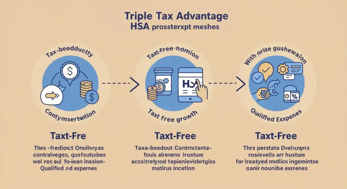 Infographic illustrating HSA triple tax advantage benefits