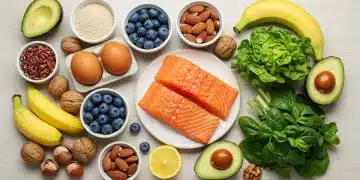 Colorful array of brain-boosting foods for children's nutrition