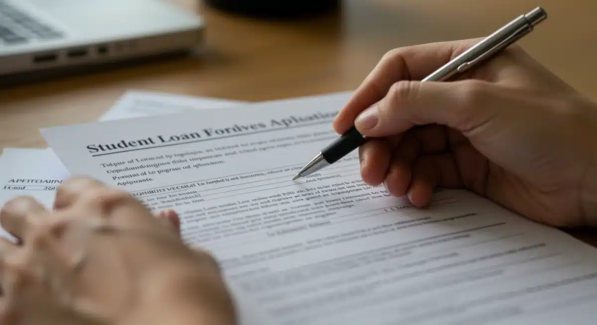 Filling out student loan forgiveness application form