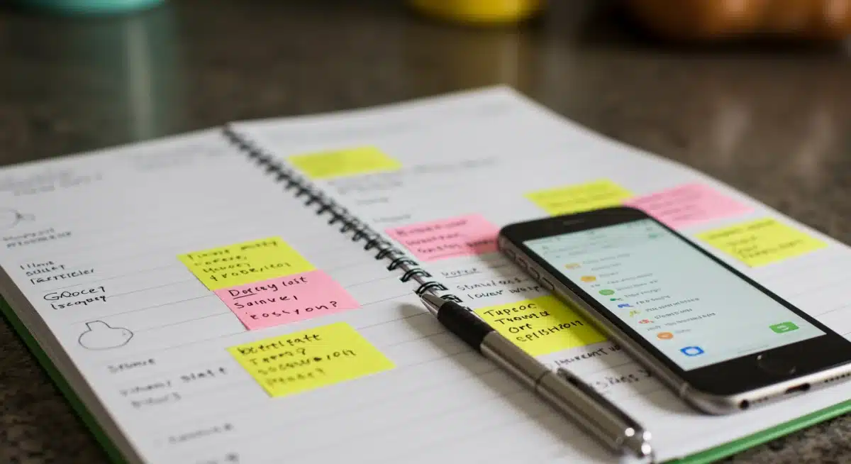 Meal planning calendar and digital grocery list for budget shopping