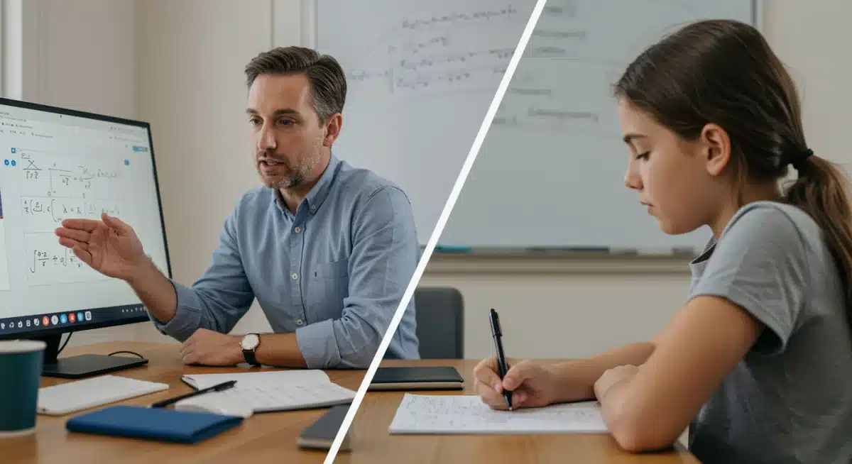 Online tutor explaining a math problem to a K-12 student