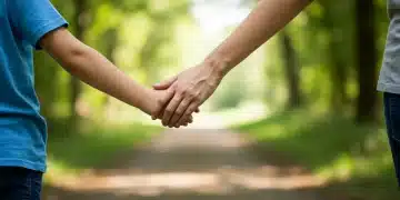 Navigating Childhood Anxiety: 7 Techniques for Parents by Mid-2025 Parent and child holding hands, walking on a peaceful path, symbolizing support for childhood anxiety.