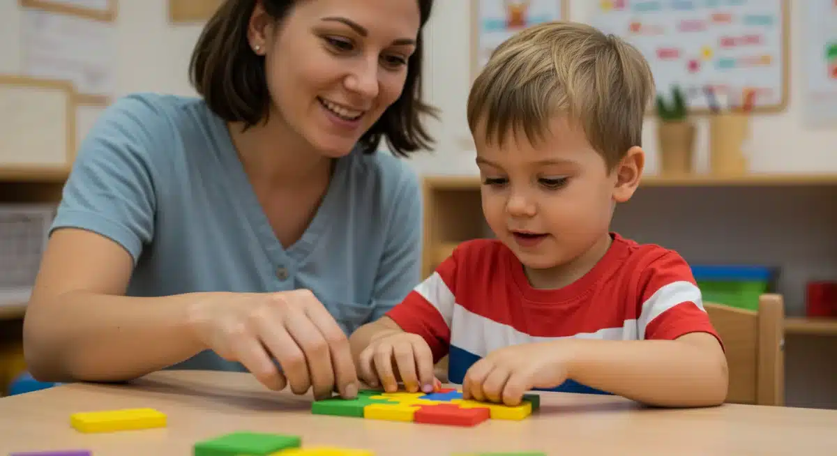 Parent and child engaged in early learning activity