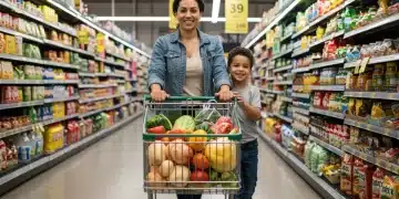 Single parent and child Save 15% on Groceries shopping for budget savings