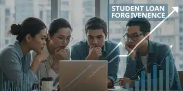 Student Loan Forgiveness 2025: Federal Programs & Eligibility Updates Young adults reviewing student loan forgiveness documents on a laptop