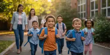 Children walking to school with parents, new CDC guidelines fall 2024