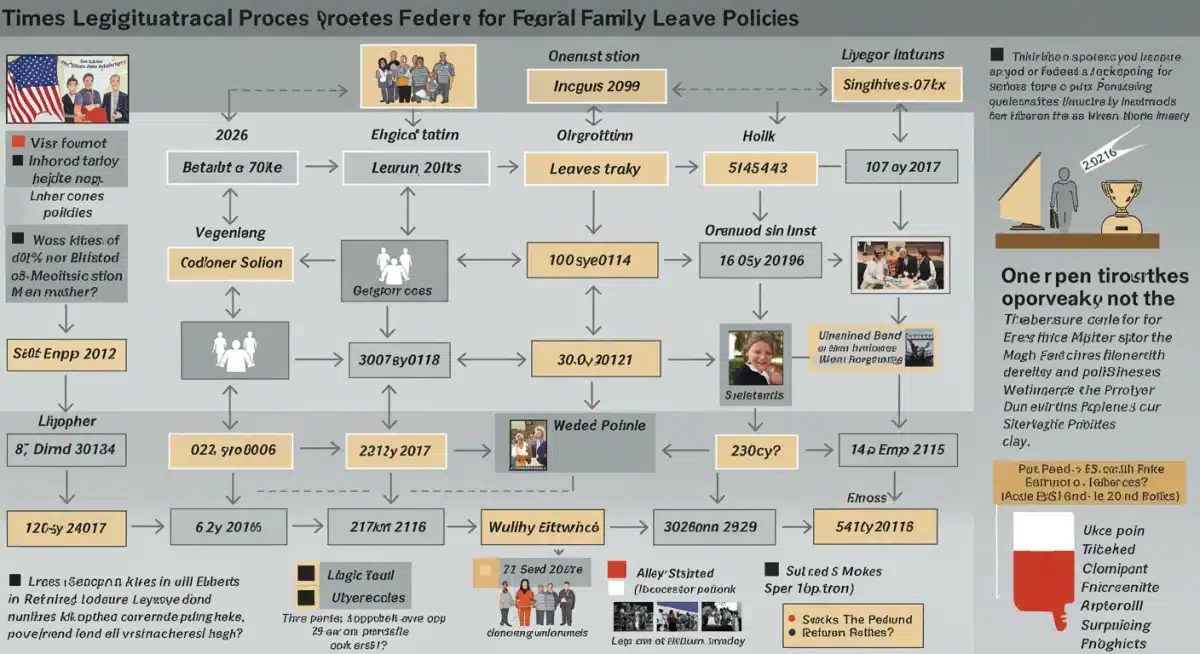Infographic showing the legislative timeline for federal family leave policies.