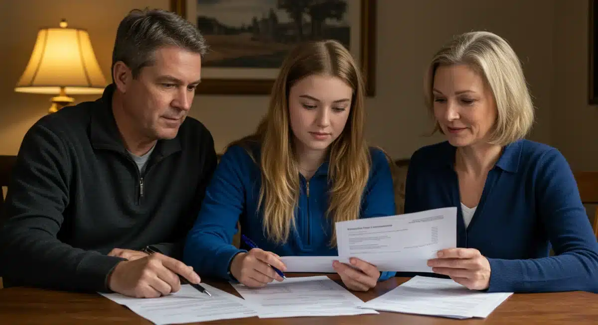 Family discussing federal student loan options and financial planning