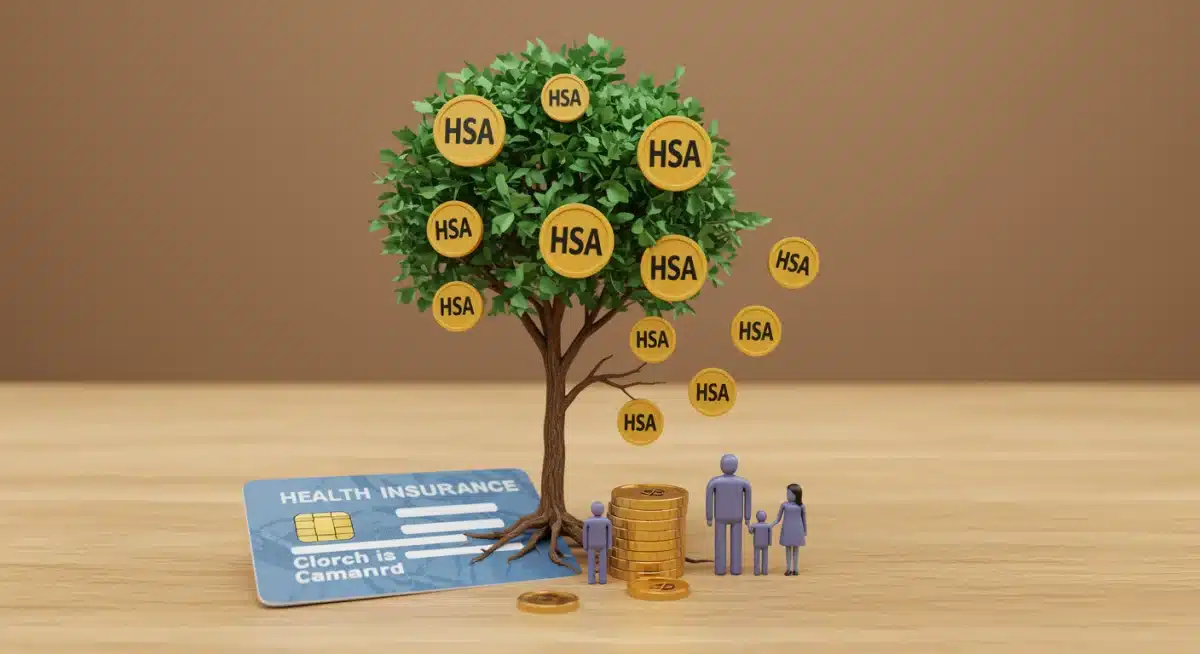 Graphic of a money tree symbolizing HSA growth for a family