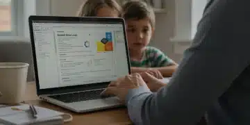 Parent reviewing federal student loan forgiveness details on laptop